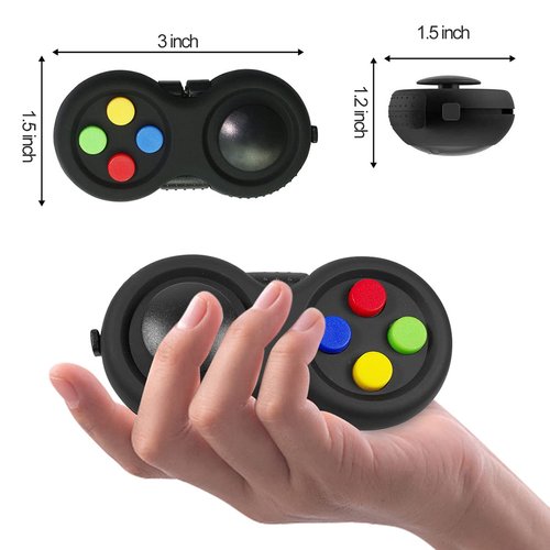 Mini Fidget Button Controller Pad Toys for Kid Adults with Anxiety and Autism (Black & Mix)