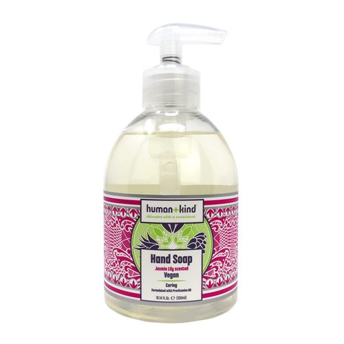 Human+Kind Hand Soap - Natural Liquid Hand Wash for Bathroom and Kitchen with Hydrating Provitamin B5 - Gentle, Non-Drying Cleanser for Sensitive Skin - Light, Fresh Jasmine Lily Fragrance - 10.14 oz