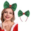 Catery Bow Headband Sequin Bow Hair Hoop Holiday Cute Headbands Big Bows Hair Band Christmas Party Gifts Hair Accessory for Women and Kids (C Green)