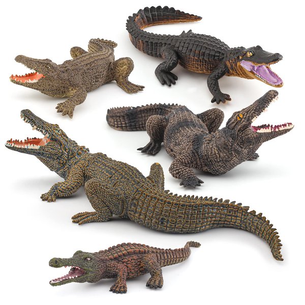 Fantarea 5 PCS Simulation Realistic Wild Life Jungle Animal Figures Model Figurines Crocodile Alligator Party Favors Desktop Decoration Playset Toys for 5 6 7 8 Years Boys Girls Toddler