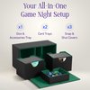 Durable Double Deck Box with Dice Tray - MTG Deck Box Commander Friendly - Protects 200+ Double Sleeved Cards - Designed for MTG Commander Deck Box with Sideloading Card Trays (Green Interior)