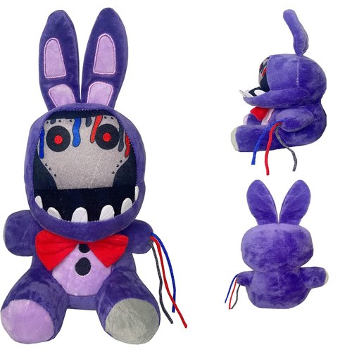ULTHOOL FNAF Withered Bonnie Plush Toys, 11 Inches FNAF Purple Bonnie Bunny Doll, Collectible Nightmare Plush Toys for Kids Fans (Withered Purple Bunny)