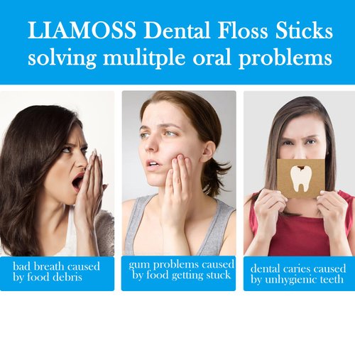 LIAMOSS Dental Floss Picks,Twin Line 300 Count Lemon Flavor Dental Flossers,LIAMOSS Dual Action Flossing System,Superfine Toothpicks Sticks,Comfortable for Tight Teeth(Purple)