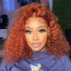 GOLFMAX 12 Inch Water Wave Bob Wig Human Hair Ginger Lace Front Wigs Human Hair Deep Wave Curly Short Bob Wig 13x4 Lace Frontal Glueless Wigs Human Hair With Elastic Band