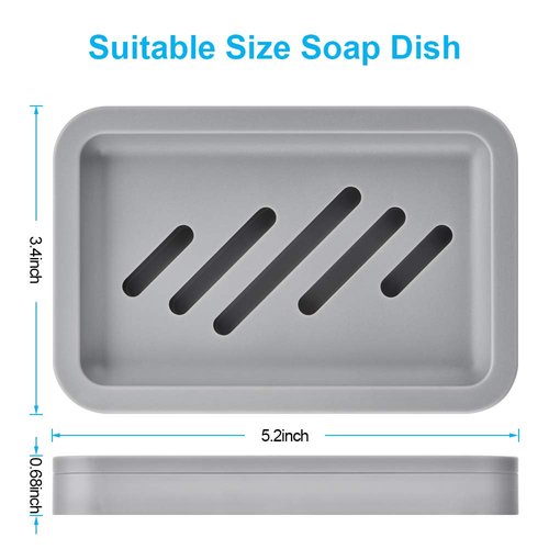 2PCS Draining Soap Dishes, Dishwashing Sponge Soap Holder with Water Tray, Keep The Place Dry, Easy to Clean Soap Cases, Suitable for Kitchen, Bathroom, Soap Container (Gray)