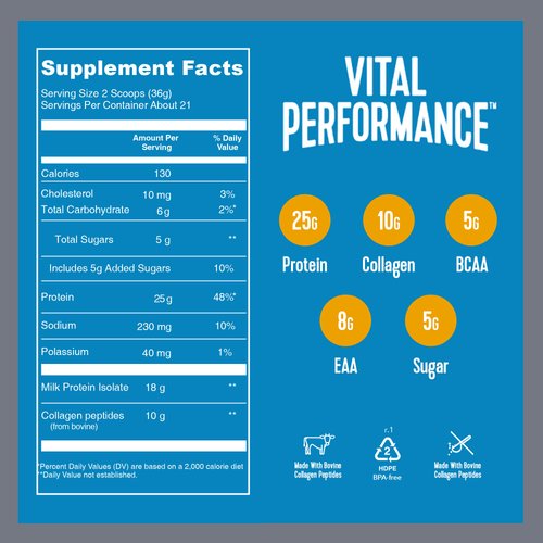 Vital Proteins Collagen Peptides Powder - Vanilla, Protein Powder Blend, Lactose-Free, Made Without Gluten, 1.68lb