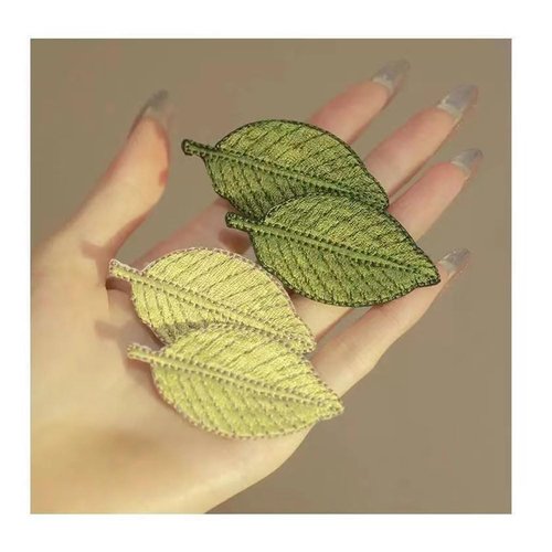 12pcs Vintage Handmade Embrcidery Leaves Hair Clips, DIY Embroideried Leaf Duckbill Hairpins, Leaf-shaped Headwear Accessories Plant Hairpins for Home School Party Christmas Ornaments (A)
