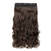 REECHO 20" 1-pack 3/4 Full Head Curly Wave Clips in on Synthetic Hair Extensions HE008 Hair pieces for Women 5 Clips 4.5 Oz Per Piece - Dark Chocolate Brown