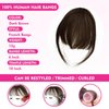 Clip in Bangs- Fake Bangs100% Human Hair Bangs Clip in Hair Extensions Wispy Bangs Clip On Air Bangs for Women Fringe With Temples Hairpieces Curved Bangs For Daily Wear (Dark Brown, Frensh Banga)