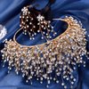 Bridal Wedding Headband Crystal Tiara Crown，Queen Tiaras and Crowns，Wedding Bride Crowns For Birthday Party Wedding Pageant Hair Accessories (Golden/Crown + necklace + Earrings)