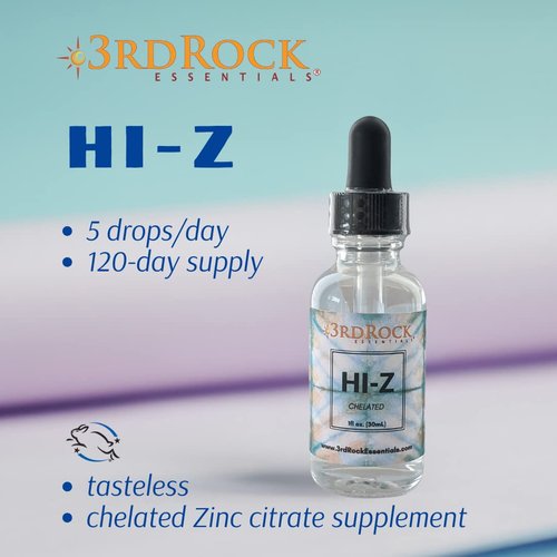 3rd Rock Essentials | HI-Z Zinc Immune Support Supplement | All Natural Liquid Zinc Supplement Dietary Supplement | All Natural Personal Care (1 fl oz | 120 Servings)