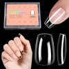 AILLSA Clear Coffin Nail Tips - 504pcs Short Gel Nail Tips Soft Full Cover False Nail Tips Pre-shaped Nails Tips Acrylic for Extensions Gel DIY Salon Art 12 Sizes