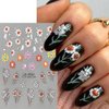 Halloween Nail Art Stickers Decals 5PCS Halloween Cute Ghost Flower Nail Stickers Skull Strawberry Spider Flower Nail Designs 5D Embossed Nail Decals for Acrylic Nails Manicure Decorations