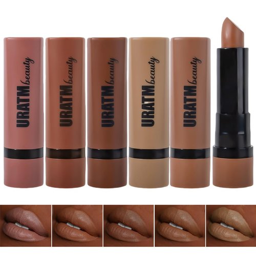 5 Colors Matte Lipstick Set, Chestnut Lipstick Set Brown Lipstick Waterproof Lipstick Long Lasting Non-Stick Cup Nude Lipstick, Labial Para Mujeres Gift for Women