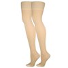 Truform 20-30 mmHg Compression Stockings for Men and Women, Thigh High Length, Open Toe, Beige, Small