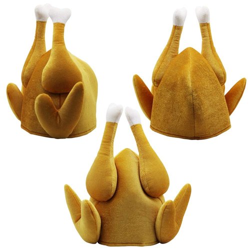 yosager 3 Pack Men&#39;s Roasted Turkey Hat, Thanksgiving Halloween Turkey Costume Funny Hat for Chri...