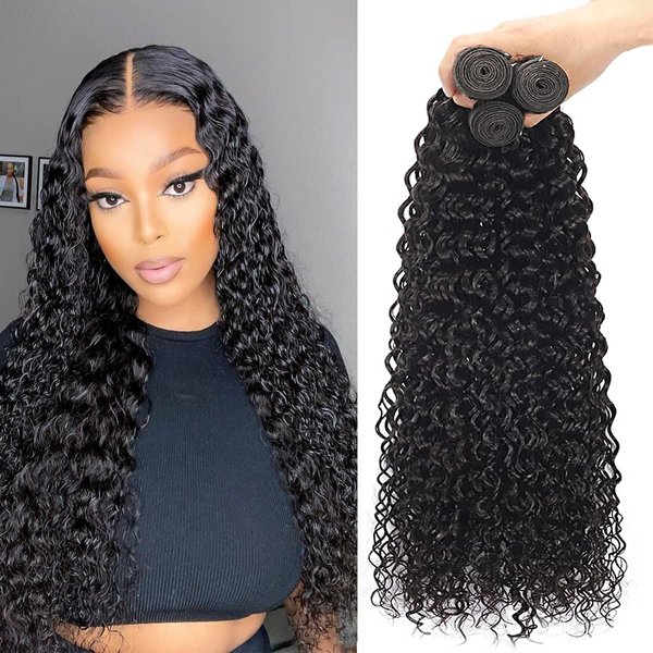 Beautymoon Water Wave Bundles 18 20 22 Inch Wet and Wavy Human Hair Weave Bundles 10A Brazilian Virgin Water Wave Hair 3 Bundles Human Hair Extensions for Black Women Natural Color