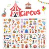 Circus Temporary Tattoos,10 Sheets Circus Carnival Fake Tattoo Stickers Waterproof Cute Cartoon Tattoos for Boys Girls Kids Party Supplies