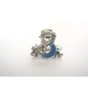 Generic Small mini silver metal clear blue moon crystal hair claw clip