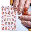 6 Sheets Autumn Nail Decals Fallen Leaves Flower Nail Art Stickers 3D Self-Adhesive Fall Maple Leaf Nail Stickers with Nail Tweezers Heart Floral Nail Decoration for Women Girls Manicure Nail Supplies
