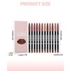 Matte Lip Liner Pencil Set, 12 Colors Creamy Lipliner Crayon, Long Lasting Waterproof Lip Tint Stain, Smooth, High Pigmented, Smudge-Proof Non-Stick Cup Lipstick Makeup Pen, Lip Liners Kit for Women-S