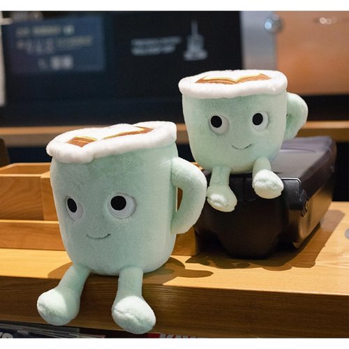 Yoholto Latte Plush Pillow, 7.8 Inch Coffee Cup Plush Doll Toy, Coffee Food Stuffed Plush, Christmas Birthday Gift for Kids Adults Boys Girls (Green)