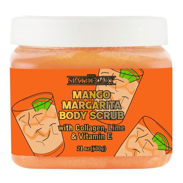 The Spathecary Mango Margarita Body Scrub with Collagen Lime & Vitamin E made to Exfoliate and Smooth the Skin for a Softer and Rejuvinated feel, 21 oz.