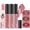 3 Color Cream Lip Gloss, 2024 Long-Lasting Moisturizing Velvet Lip Lipstick, Non-Stick to Cup, Waterproof, Hydrating Lip Tint Natural Jelly Lipstick (01#, 05#，07#,1.2 Fl Oz/Pcs)