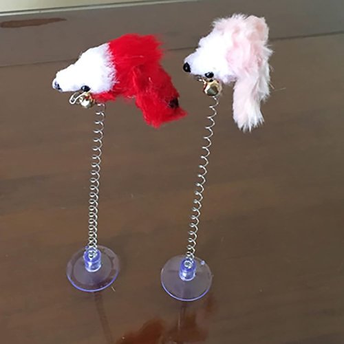 BWESOO Random Color Interactive Toys for Cats, Play Cat Toy Cat Toy Cat-Friendly Design Soft Feather Mouse Imitation Spring Toy Cat Mice and Animals Toys for Indoor Cat and Kitten Exercise