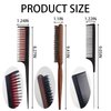 4 Pcs Hair Teasing Comb Set Women Rat Tail Weaving Highlighting Comb Triple Hair Brush Styling Backcombing Parting Slicking Salon Curly Long Thick Wet Hair