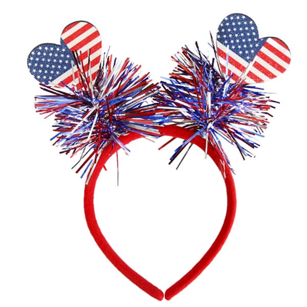 QDTK Fourth of July Headband Flag Heart Ribbon Patriotic Head Boppers Cute Design Energetic Hair Band Hair Accessories Holiday Party Headdress Hair Supplies for Women Girls