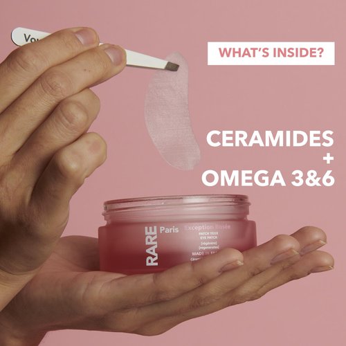 RARE Paris Exception Rosée Regenerating Under Eye Patches 30 pairs - Regenerating and Vivifying under eye sheet with Ceramides and Omega 3&6 - Anti-Aging, Regenerating and vivifying - Made in France