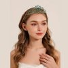 FASOTY Gold Tiara Green Crystal Crown with Combs Elegant Princess Tiaras and Crowns for Women Girls Rhinestone Headband for Bridal Wedding Birthday Party Prom