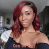 Kislemon Ombre Wine Red Bob Wigs Brazilian Human Hair Lace Front with Baby Hair 12inch Middle Part 2 Tones 1b/99J Wig 4×4 Straight Autumn Bob Middles Part for Black Women