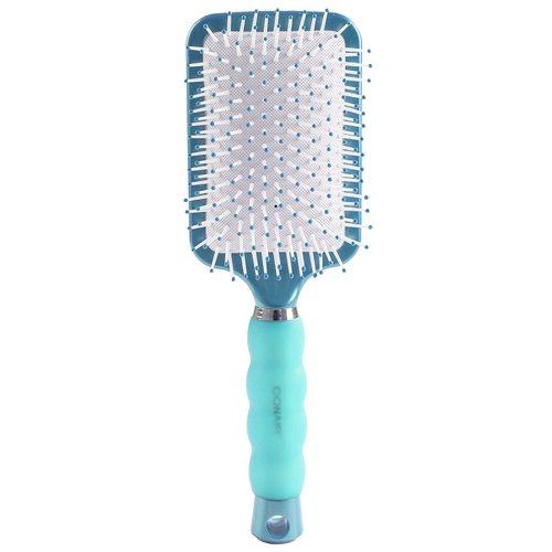 Conair Gel Grips Paddle Brush, 1ct, Ball Tipped Bristles, Flexible, For Medium to Long Hair, Normal Hair Type, Colors & Style May Vary
