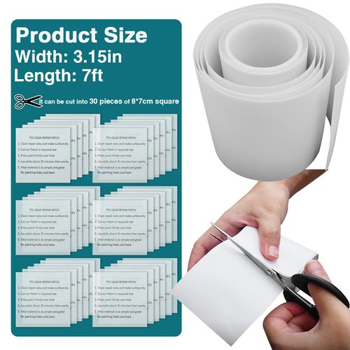 7ft Roll TPU Pool Repair Patch Kit for Air Mattress, Bounce House, Swimming Pool, Tent, Canvas, Canopy, Pool Floats, Tubes Air Bed and Inflatable Toys, 3.15 in x 7 ft Roll…