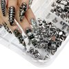 SILPECWEE 2 Boxes Punk Cone Spike Nail Studs 3D Goth Nail Charms Jewels Gold Silver Black Alloy Nail Rivets Beads Tiny Stick Nail Art Decoration for Nails Crafts Supplies