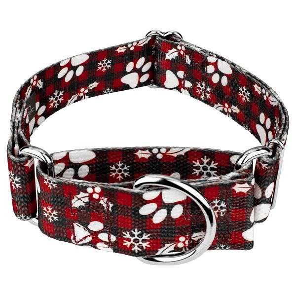 Country Brook Petz - Christmas Plaid Martingale Dog Collar - Christmas Collection with 8 Festive Designs (1 1/2 Inch, Medium)