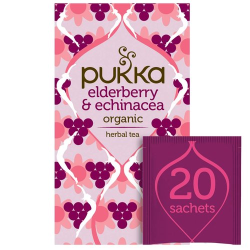 Pukka Organic Herbal Tea Elderberry &amp; Echinacea 20 Tea Bags