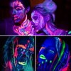 6PCS Glow in the Dark Body & Face Paint Sticks, Makeup Face Paint Kit for Kids and Adults Halloween Club, UV Black Light Birthday Party Masquerade Neon Glow Party Supplies