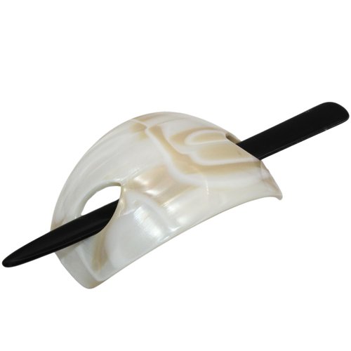 French Amie Oval Arch Ivory Handmade Ponytail Holder Hair Updo Bun Holder Cover Cap Hair Slide Pin Stick
