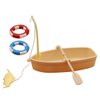 Ciieeo 1 Set of Miniature Boat Figure Plastic Fishing Boat Swimming Ring Chinese Style Boat Model Ocean Beach Fairy Garden Micro Landscape Dollhouse Ornament