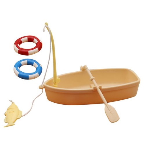 Ciieeo 1 Set of Miniature Boat Figure Plastic Fishing Boat Swimming Ring Chinese Style Boat Model Ocean Beach Fairy Garden Micro Landscape Dollhouse Ornament