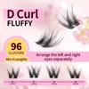 Cluster Lashes Wispy Individual Lash Extensions D Curl Natural Lash Clusters 10-14MM 96 Pcs DIY Eyelash Extension Reusable Eyelash Clusters at Home by MLEN DIARY