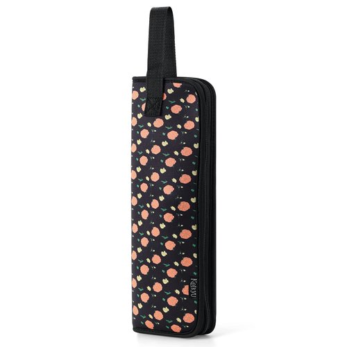 Koikyu Neoprene Flat Iron Case Holder Heat Resistant Curling Iron Straightener Holder Bag for Hair Tools Curling Iron Travel Organizer Bag (Flower, 5x15IN)