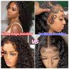 Uioxvn 4C Edges Hairline 13x4 Curly Lace Front Wigs Human Hair HD lace front wig Human Hair Pre Plucked Brazilian Virgin Hair Deep Curly Glueless Lace Front Wigs for Black Women (20 Inch