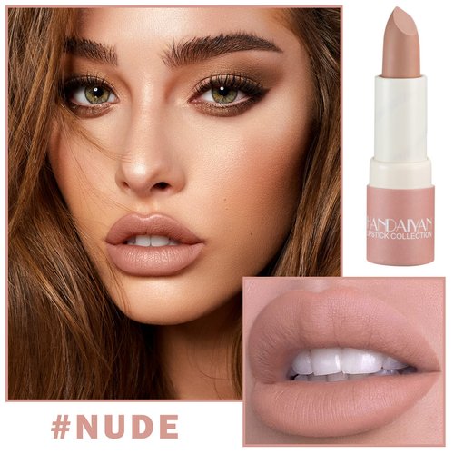 XINGXYUEL Matte Nude Lipstick Silky Velvet Lip Gloss Nude Lip Stain Paper Tube Lipsticks Non-Stick Cup, Waterproof Long Lasting Matte Lipstick for Women Daily Professional Lip Makeup-02 Nude
