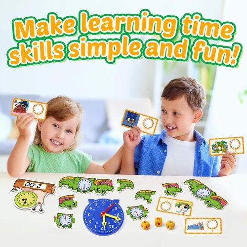 Aizweb Clock for Kids, Learning Clock Analog Clock Telling Time Teaching Homeschool Supplies Essentials Math Manipulatives Preschool Kindergarten Learning Activities Educational Montessori Toys Games