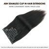 ABH AMAZINGBEAUTY HAIR Seamless Clip in Hair Extensions Human Hair Yaki Straight Brazilian Virgin Hair Clip in Hair Extensions 120G Yaki Straight Seamless Clip ins for Black Women 12 Inch 7Pcs Black