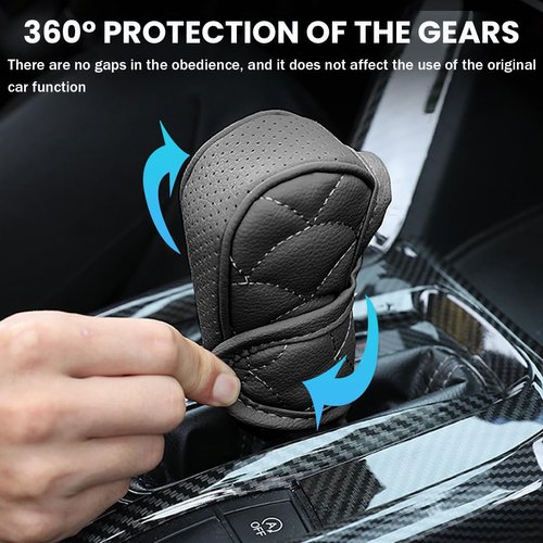 Bittwee Car Gear Shift Cover, Waterproof PU Leather Manual/Automatic Automotive Gear Stick Shift Knob Rod Dust Cover Protector with Velcro, Vehicle Interior Accessories